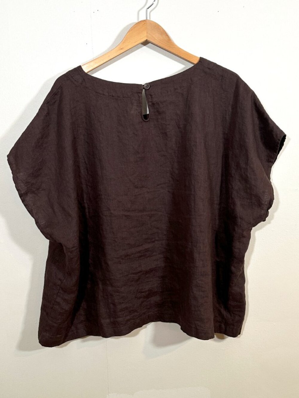 NWOT Flax Linen Shirt Women’s Plus Size 3X Brown Short Sleeve Blouse Top - Picture 5 of 8